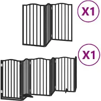 Syfax Barrière pour chien porte pliable 9 panneaux noir bois peuplier