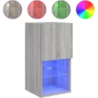 Syfax Meuble TV avec lumières LED sonoma gris 30,5x30x60 cm
