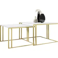 Mirjan 24 Ensemble de 2 tables basses PTYSIA - or / blanc arctique