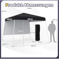 Northix Pavillon pop-up 3x3m, étanche, protection solaire, noir