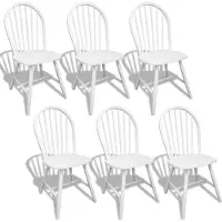 Syfax Chaises à manger lot de 6 blanc bois d'hévéa solide