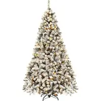 Northix Sapin de Noël artificiel de 225 cm avec neige et lumières LED chaudes
