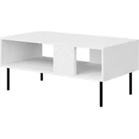 Mirjan 24 Table basse Lucca 100, Table basse, Pieds en acier, Salon Kollekton (Couleur : Blanc)