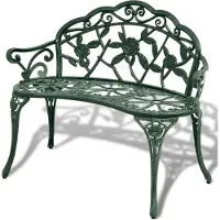 The Living Store Banc de jardin 100 cm Fonte d'aluminium Vert