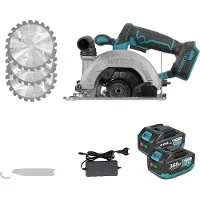 OEM Scie circulaire, moteur sans balais, angle de coupe réglable, lot de 2 batteries