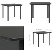 vidaXL Table de jardin noire 80x80x74 cm Acier et verre - Table de jardin - Tables - Tables