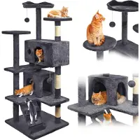Mersjo Griffoir pour chat, stable, haut, 7 niveaux, lit gris foncé 138cm