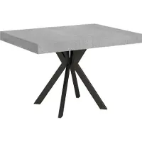 Ityhome - Table extensible 120/204x80 cm Dolcezza effet gris béton pieds anthracite