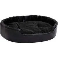 Syfax Lit pour chiens Noir 90x79x20 cm Peluche et similicuir
