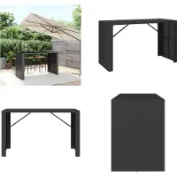 vidaXL Table de bar avec plateau en verre Noir 185x80x110 cm Poly Rotin - Table de bar avec plateau en verre - Tables de bar avec plateau en verre - Table de fête - Bistrotisch