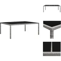vidaXL Table de jardin Gris 200x150x74 cm Poly Rotin - Tables de jardin
