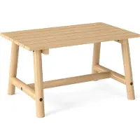 Costway Table basse, table de jardin en bois massif, table basse rectangulaire avec sommier à lattes, table de terrasse, table de balcon 90x55x50cm Naturel