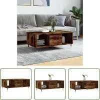 The Living Store Table basse chêne fumé 90x50x36,5 cm bois composite