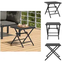 vidaXL Table de jardin pliante Anthracite 38x38x38 cm Grille en acier - Tables de jardin
