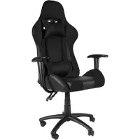 AGA Fauteuil de gaming noir à 5 roulettes, inclinable de 90° à 160°, siège en cuir, appui-tête et lombaire amovible inclu MR2090 Noir