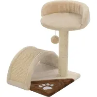 Syfax Arbre à chat avec griffoir en sisal 40 cm Beige et Marron