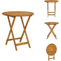 vidaXL Table de jardin pliante 70 cm en bois massif d'acacia - Tables de jardin