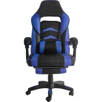 AGA Chaise de bureau Noir - Bleu avec repose-pieds