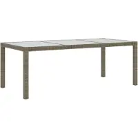Syfax Table de jardin Gris 190x90x75 cm Verre trempé/résine tressée
