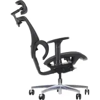 Stema Chaise de bureau ergonomique pivotante ErgoNew S1A, base en aluminium, accoudoirs réglables, appui-tête, assise et dossier en maille réglables, noir
