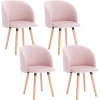 Merkloos lot de 4 chaises - velours rose - avec accoudoirs - chaise de salle à manger - chaise de conférence