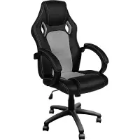 AGA racing Fauteuil de gaming noir-gris à 5 roulettes, mécanisme de bascule, ergonomique, siège en cuir, MR2070 Noir - Gris