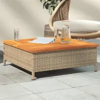 Prolenta Maison Exclusive - Table de jardin beige 70x70x25 cm résine tressée et bois acacia