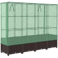 Syfax Jardinière surélevée avec housse aspect rotin 160x40x138 cm