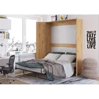 Homlando Lit mural Lit armoire TEDDY 160x200 Artisan chêne vertical Lit mural pliant, lit armoire pliant, armoire avec lit pliant intégré, lit fonctionnel y compris sommier à lattes