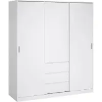 Dmora Mathieu - Armoire 3 Portes, 177x60 cm Blanc Brillant, 5 Étagères