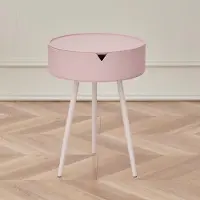360Home Table d'appoint, Table basse,Table de rangement, Table d'appoint ronde, Petite table d'appoint minimaliste Rose 40*54cm 【BJST326-FEN】