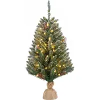 FCH Arbre de Noël artificiel de 90 cm en PVC avec support métallique et 100 lumières