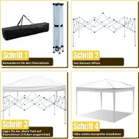 Izrielar Pavillon 3x3m Pavillon pliable Sac imperméable Protection UV 50+ Pavillon de jardin pop-up Tente de jardin Tente de fête Blanc