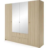Furnlux Classic FURNLUX Armoire Viki chêne 213cm / Couleur principale : Beige / Dimensions : 213 x 208 x 55 cm