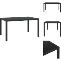 vidaXL Table de jardin WPC Aluminium 150 x 90 x 74 cm Noir - Tables de jardin