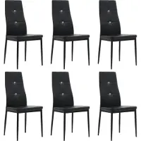 Syfax Chaises à manger lot de 6 noir similicuir