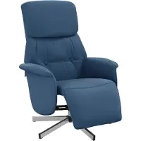 Syfax Fauteuil inclinable avec repose-pieds bleu tissu