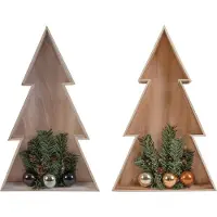 BURI sapin de Noël en bois 3D 38cm Décoration de Noël Fenêtre Décoration murale Éclairage, Couleur:Blanc