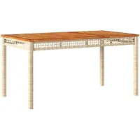 Syfax Table de jardin beige 140x80x75 cm résine tressée et acacia
