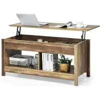 StarTech.com Table basse - Réglable en hauteur - Table d'appoint avec compartiment de rangement - Table en bois pour le salon - Marron