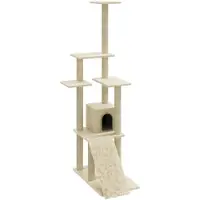 Syfax Arbre à chat avec griffoirs en sisal Crème 155 cm