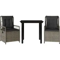 vidaXL Ensemble de jardin 3 pièces avec coussins Gris Poly rotin