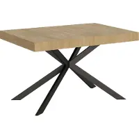 Ityhome - Table extensible 120/224x90 cm Plaker effet bois, chêne nature pieds anthracite