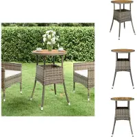vidaXL Table de jardin Ø60x75 cm acacia et poly rotin gris - Tables de jardin