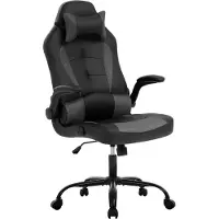 AGA Fauteuil gaming noir avec massage, 2 moteurs vibrants, siège en cuir, ergonomique, appui-tête amovible inclu DS5009 Noir