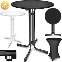 Tillvex Gastro Table haute pliante Ø70cm noir | Table de bistrot FERMEE | Table pliante ronde - table de fête résistante aux intempéries | Table de jardin Indoor & Outdoor