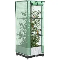 Prolenta Maison Exclusive - Potager surélevé avec serre intégrée aspect rotin 40x40x123 cm