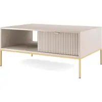 Furnlux Classic FURNLUX Table basse Avon Beige Et Or 104cm / Couleur principale : Beige / Dimensions : 104 x 48 x 68 cm