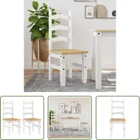 The Living Store Chaises de salle à manger 2 pcs. Corona Blanc 42x47x107 cm Pin massif