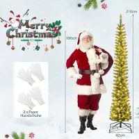 B2X Arbre de Noël artificiel avec lumières LED, arbre de Noël fin, illuminé, 210 cm
